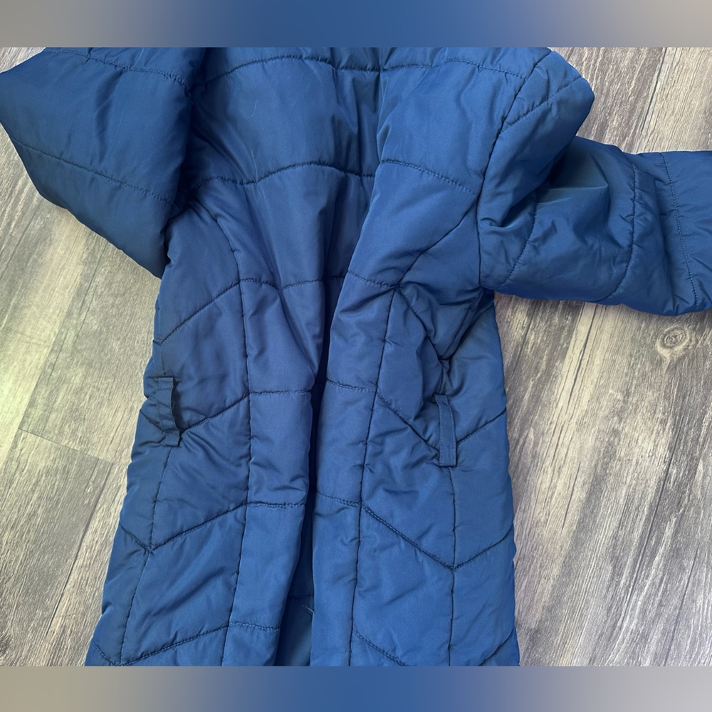 Banana Republic Down Puffer Jacket Women’s Size X-Small Blue Long Winter Coat - Picture 12 of 16